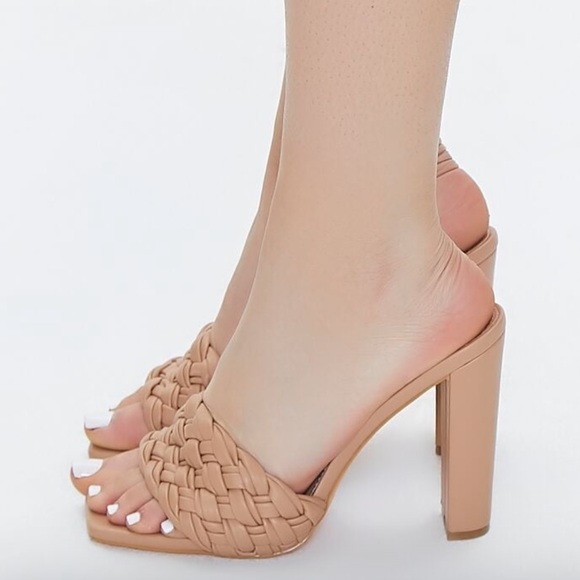 Forever 21 Nude Braided Strap Block Heels - Picture 2 of 7